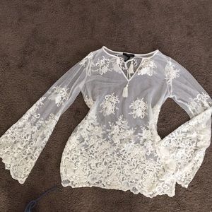 Forever 21 Tops - Lace detail, white, long sleeve shirt Forever 21 Tops - Lace detail, white, long sleeve shirt